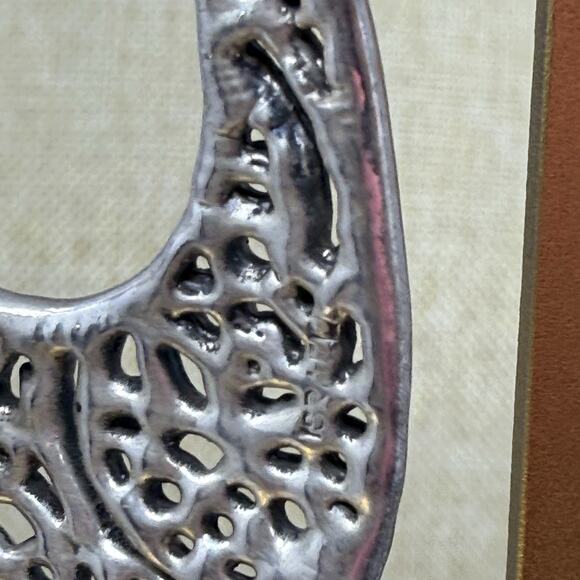 E&L Sterling Silver Electroform Open Filigree Teardrop Dangle Earrings - Picture 4 of 8